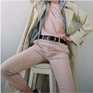 Nili Lotan 6 Pants Jenna Slim Dusty Pink 0115 patch pockets utility raw hem high